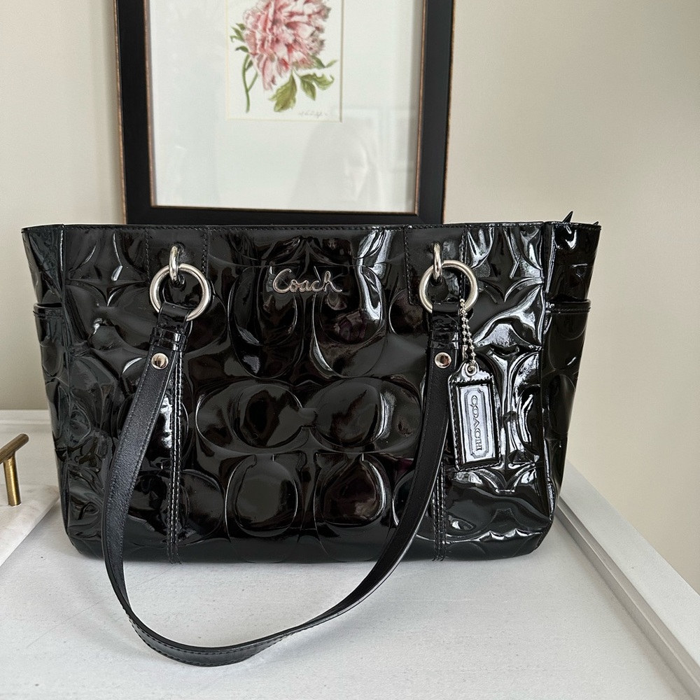 Black patent leather Coach purse